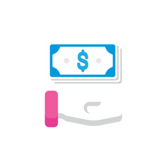 Hand holding a stack of dollar bills with a dollar sign