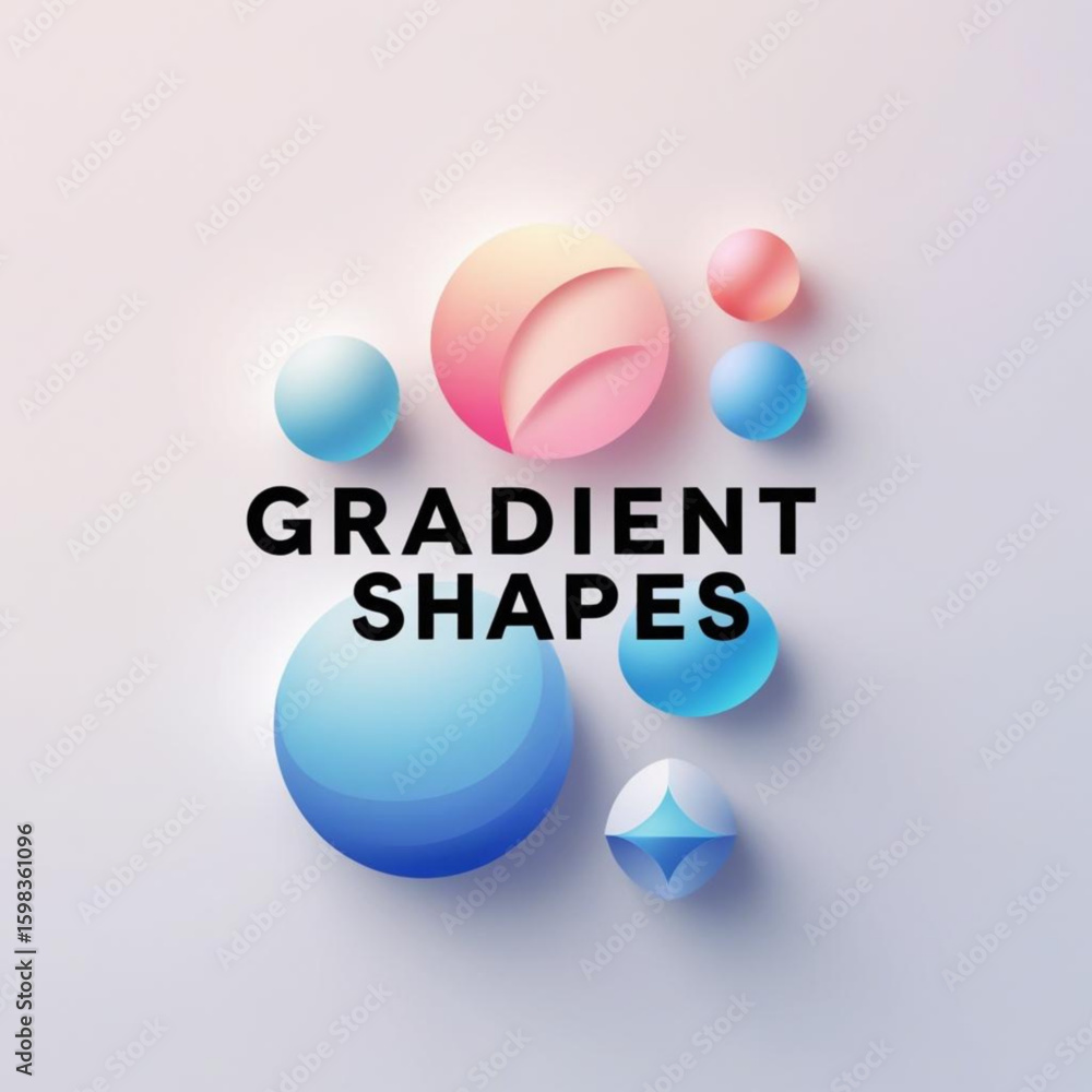 Aufkleber Collection of softly colored spheres and geometric forms with subtle shadows on a light surface view