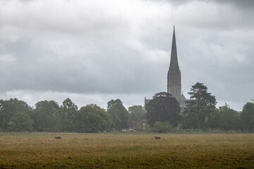 view of Salisbury cathedral Britain’s tallest spire