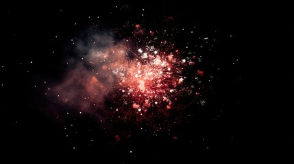 Obraz premium Explosive burst of vibrant fireworks against a dark night sky.