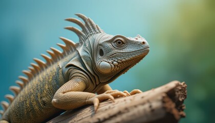Fototapeta premium Detailed Portrait of a Colorful Iguana on a Natural Background