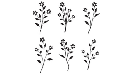 Obraz premium flower illustrations, which include hand-drawn floral designs, botanical silhouettes, and smiley-faced cartoon flowers