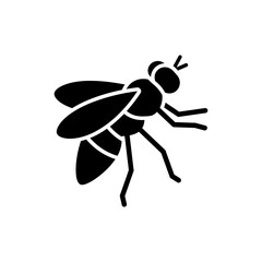 Black filled icon of a dance fly insect with wings and mating display posture