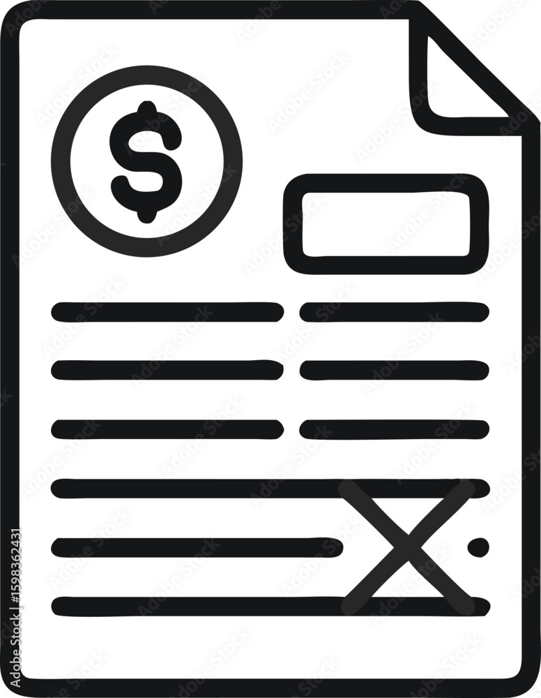 Poster fvector art of a document with a dollar sign and a checkmark indicates a financial transaction or ap