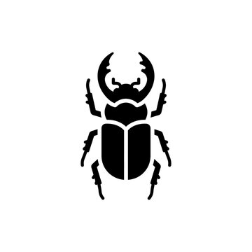 Black filled icon of a goliath beetle large tropical insect