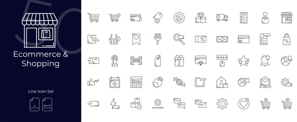 Fototapeta premium Ecommerce And Shopping Line Editable Icons set. Vector illustration in modern thin line style of Ecommerce And Shopping icons: shopping, e-business, commerce, etc