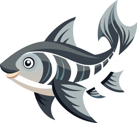 White background vector illustration of an aquatic sea animal fish symbol