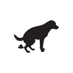 Dog pooping silhouette vector flat illustration design on white background