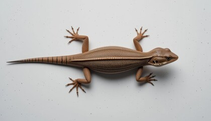 Fototapeta premium Detailed Close-Up of a Brown Lizard on White Background