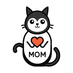 Cute cartoon kitten illustration with a heart, perfect for funny pet valentine art