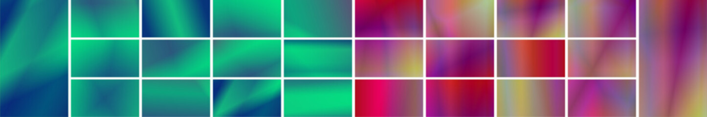 Fototapeta premium Vector mega set of gradients. Bright abstract gradient panels for dynamic website header or social media design.
