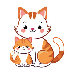 Cute feline vector illustration: a funny cartoon kitty with a big red heart, perfect for a love-themed greeting card