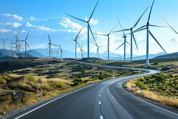 Power source for charging battery of beautiful hybrid electric car on road, abstract vivid composition consists of fictional unreal fantastic vision on background