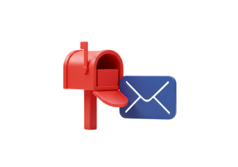 3D Render Red Mailbox and Blue Envelope