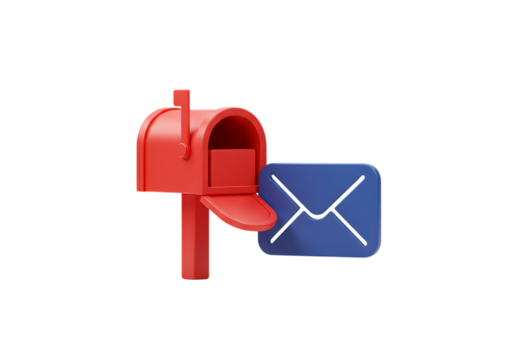 3D Render Red Mailbox and Blue Envelope