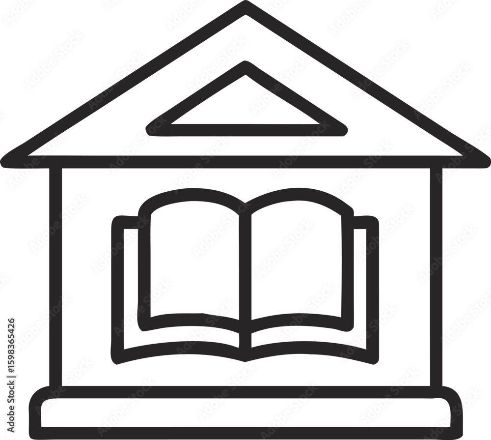 Aufkleber vector art of a building with an open book displayed in the window, symbolizing education and knowle