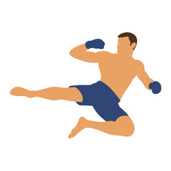 Boxing sport flat illustration. Vector image