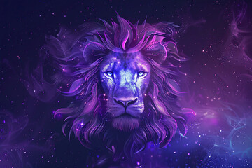 Abstract сomposition with concept of Leo zodiac sign symbol