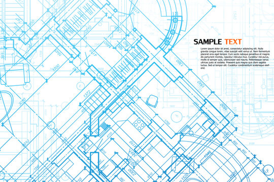 Architectural background. Building construct plan. Interior design sketch draw. Home floor architect pattern. Office reconstruction project. Abstract technology illustration. Vector blueprint.