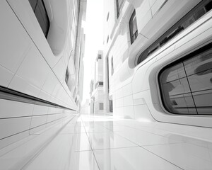 Fototapeta premium Modern Futuristic City Alley Perspective