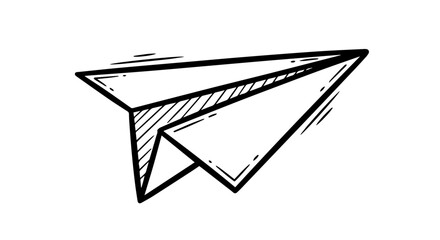 Paper plane in sketchy doodle style, isolated on transparent or white background, vector illustration.