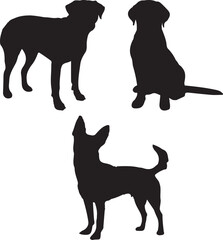 silhouettes of dogs, dog silhouette vector, animal, silhouette, vector, dog, horse, illustration, cat, mammal, pet, animals, nature, farm, black, art, cartoon, icon, wild, running, deer, design, silho