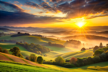 sunset in the mountains