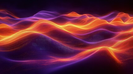 A captivating scene with waves of orange and purple, softly undulating across a dark background. 