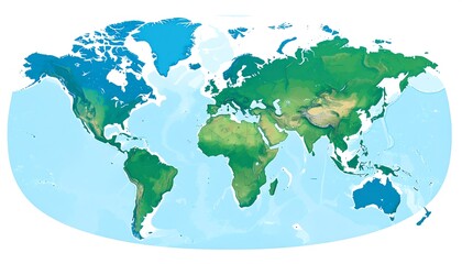 World map, shaded relief