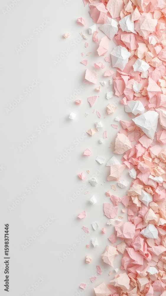 Aufkleber abstract background with geometric paper shapes in soft pink, peach, and white creating a subtle tex