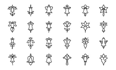 Bundle Chilean Bellflower Icon Silhouettes Style White