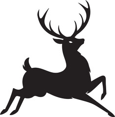 Naklejka premium Silhouette of a Leaping Reindeer with Majestic Antlers