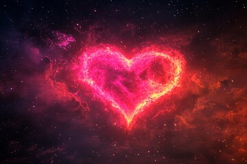 Giant heart-shaped shooting star glowing brightly across the night sky