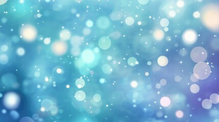 A cool-toned bokeh background in shades of blue, teal, and lavender, with soft, round bokeh lights. 