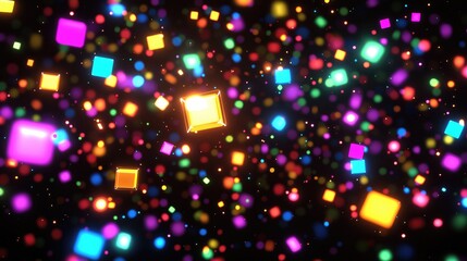 A dazzling array of colorful light particles in motion, creating a feeling of movement and excitement. 