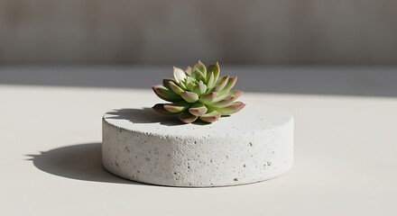 Minimalist Succulent Display on Textured Concrete Base