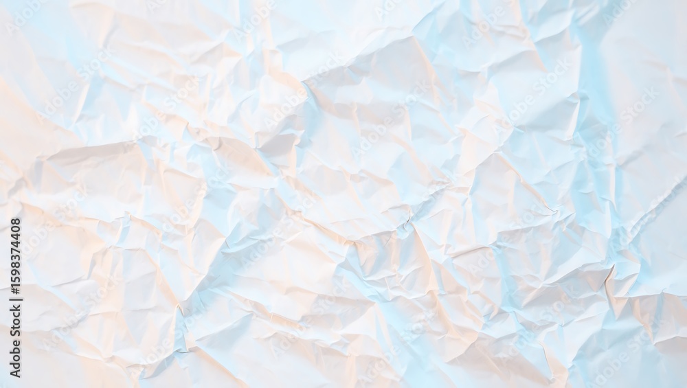 Aufkleber wrinkled white paper texture with playful light and shadow, abstract crumpled paper background with 