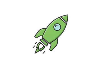 Obraz premium Pixel Art Rocket A Green Launch into Innovation
