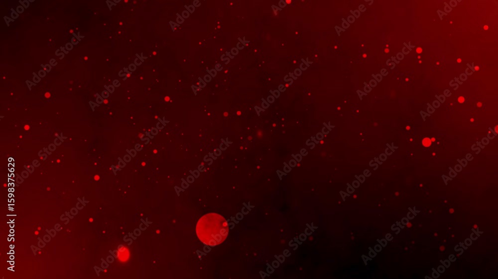 Poster particles floating in fluid space background/ 4k animation of an abstract backgroud with floating pa