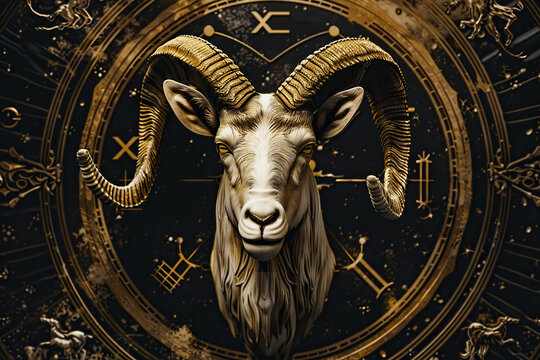 Astrological abstract composition with concept of Capricorn zodiac sign symbol - Powered by Adobe