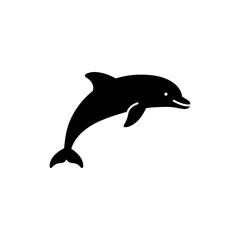 Fototapeta premium Black filled icon of a dolphin silhouette marine theme