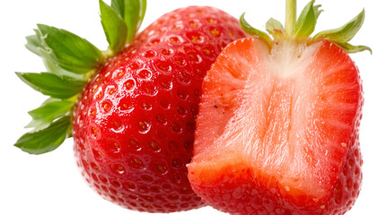 Fresh strawberries close up macro photography food photography fruit strawberry dessert red berry sweet fruit isolated on tranparent background