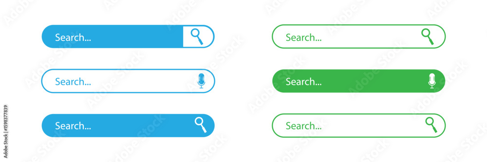 Aufkleber collection of modern search bar ui elements in various styles and shapes with magnifying glass icon 