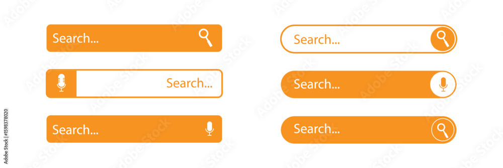 Aufkleber collection of modern search bar ui elements in various styles and shapes with magnifying glass icon 
