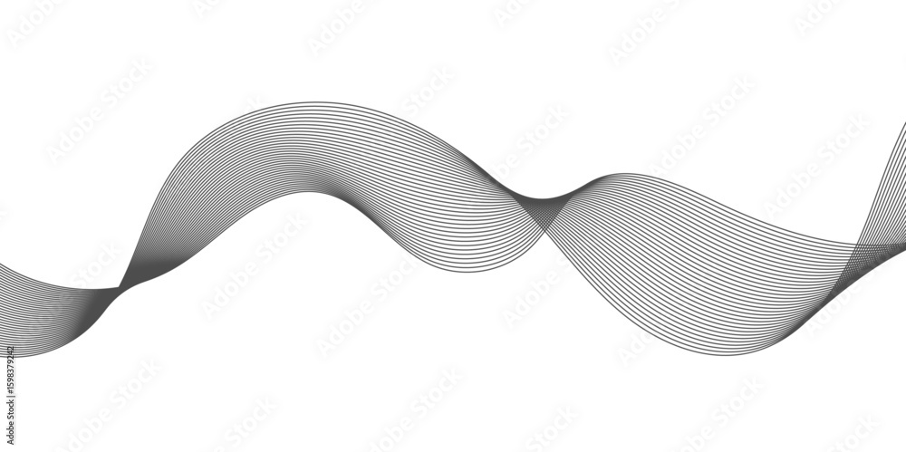 Poster abstract technology lines on white background. undulate grey wave swirl, frequency sound wave, twist