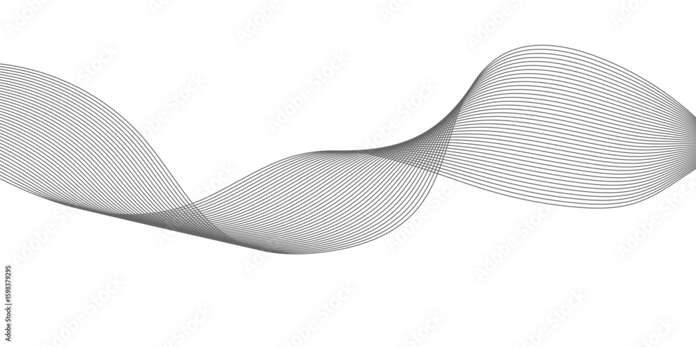 Poster abstract technology lines on white background. undulate grey wave swirl, frequency sound wave, twist