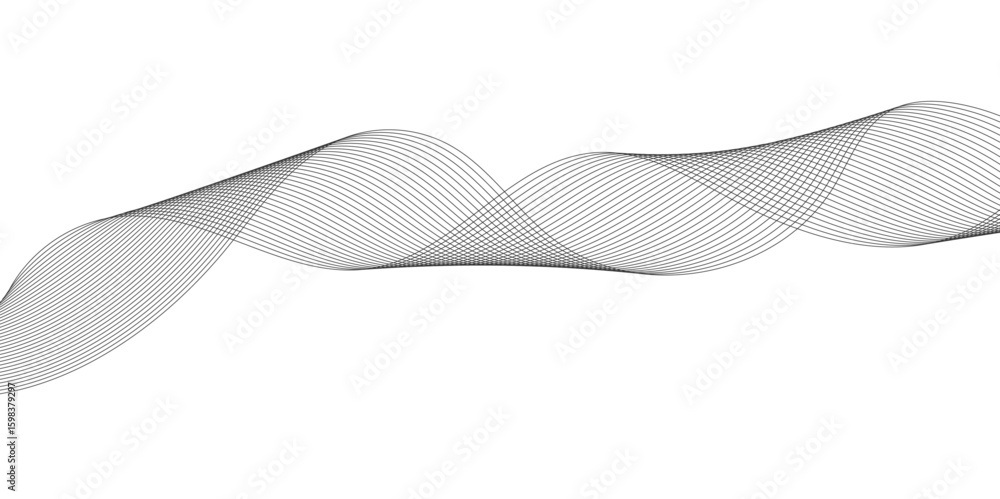 Poster abstract technology lines on white background. undulate grey wave swirl, frequency sound wave, twist