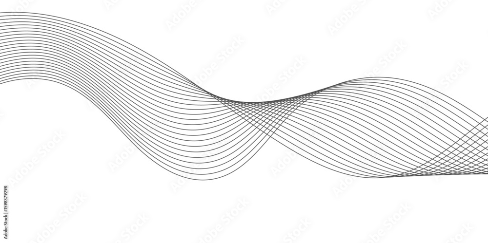 Poster abstract technology lines on white background. undulate grey wave swirl, frequency sound wave, twist