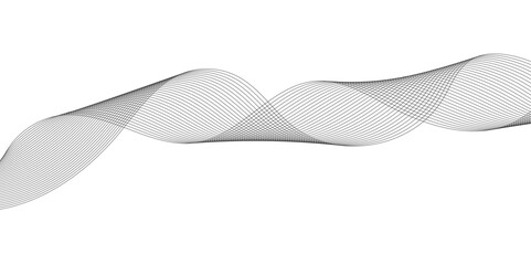 Fototapeta premium Abstract technology lines on white background. Undulate Grey Wave Swirl, frequency sound wave, twisted curve lines with blend effect, wave with lines created using blend tool.