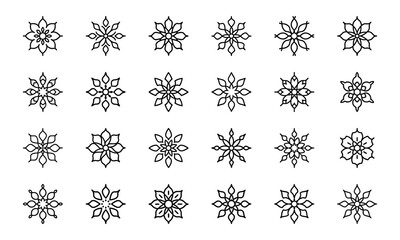 Web Minimal Floral Line Icon Bundle – 30 Elegant Flower Vector Icons for Logos, Branding, Invitations, and Botanical Design Projects